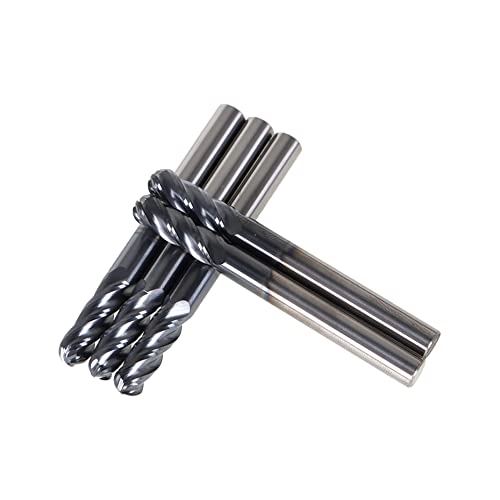 Image of kimllier 5Pcs Ball Nose Carbide End Mill 1 /4 Inch 4 Flute, 30 Degree Helix Tialn Coated