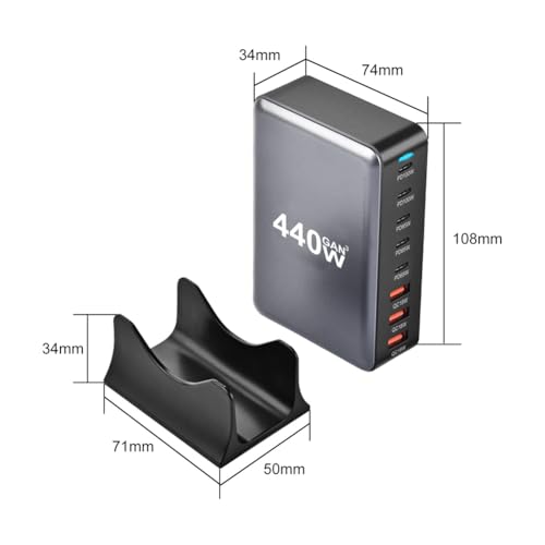 Cargador USB Tipo C 440W de 8 puertos multi enchufe para viaje 7
