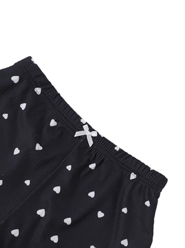 Image of Hilinker Womens Graphic Print Ribbed PJ Set Crop Cami Tops and Shorts Cute Pajamas Set