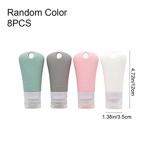 4 Pcs 60ml Leakproof Silicone Travel Bottle Portable Travel Containers Set Refillable Squeezable Container with 4 Hook Carabiner for Travel Toiletries2