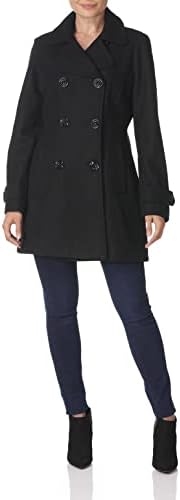 Anne Klein womens 6121147f93 Pea Coat, Black, Medium US