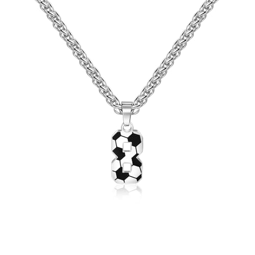 Lantine Collar de número de fútbol para niños número 1-100 número colgante acero inoxidable número cadena 55 mm cadena fútbol regalos para niños y niñas, Acero inoxidable