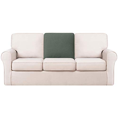 Hokway Sofa Backrest Cushion Cover, Stretchable Sofa Back Slipcovers, Small Checks Jacquard Fabric Sofa Seat Covers, Washable Back Cushion Protector With Elastic Bottom (Rectangular, Dark Cyan) #TOP13