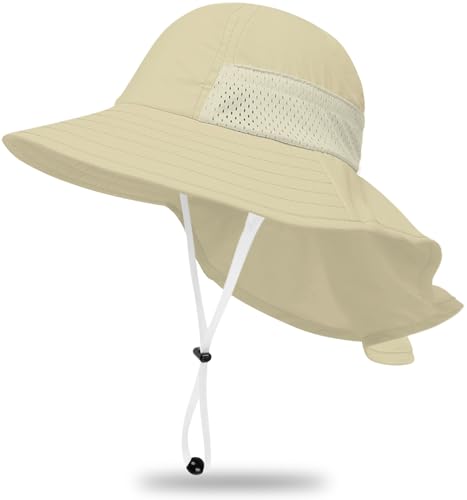 Image of Toddler Baby Sun Hat Kids Summer Beach Essentials Adjustable Beach Hats with Bucket Wide Brim for Boys Girls Age 0-14 Years
