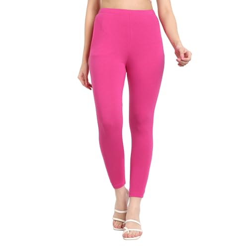 Image of ONE SKY Women Ankle Length Leggings | Premium Cotton Modal Spandex Blend | High Waist Stretchable & Bio-Washed Fabric | Colour-Lock | Ethnic Leggings for Women