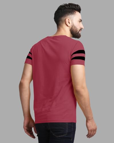 Image of Noble Monk Men Regular Fit T-Shirt | Round Neck | Half Sleeve | Self Design | Casual T Shirt for Men