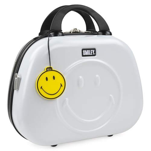 Smiley Originals - Vanity Case Rigide - Trousse de Toilette Femme Voyage - Trousse de Toilette Grande Capacité Légère et Résistante, Blanc-Noir