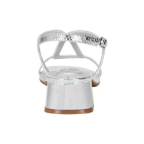 Bandolino Women's PRIMADON Heeled Sandal, Silver Snake 040, 83