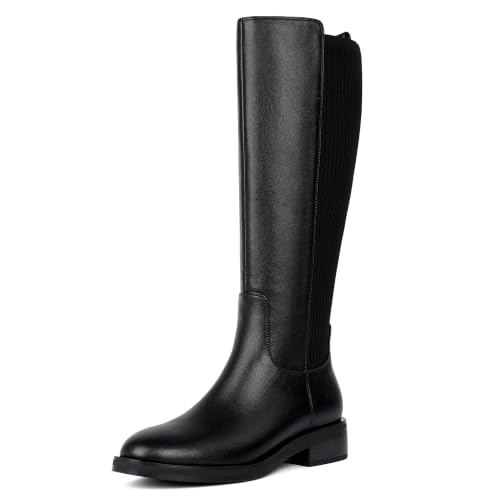 Image of Modatope Knee High Boots Women Round Toe Chunky Heel Fall Boots