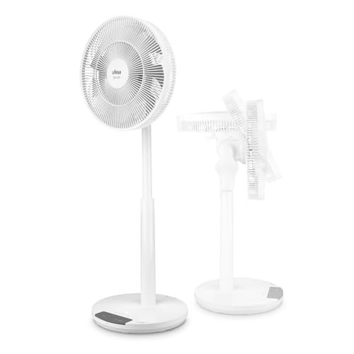 Ufesa Ventilador de Pie Sendai SilentEdge, 24W, 12 Velocidades, 3 Modos, Oscilación hasta 90º, Ultrasilencioso, Sistema FootPress, Altura Ajustable, DualVortex Motion 14 Aspas, Mando y Pantalla LED