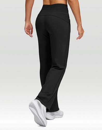 SANTINY Women's Fleece Lined Pants 29" Winter Warm Sweatpants Water Resistant Snow Ski Hiking Pants with Zipper Pockets2