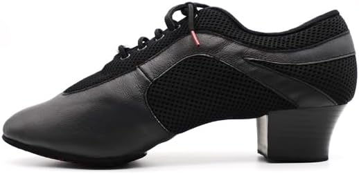Men's Ballroom Dance Shoes BD Latin Dancing Shoe for Men Teaching Jazz Tango Salsa Low Heel Mesh Black, #468, 6-14