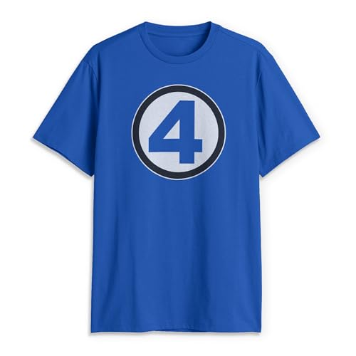 Marvel Mens Fantastic Four Shirt - Classic Logo T-Shirt Blue - Iconic Design for Fans - Comfortable Fit Soft Cotton - 2XL