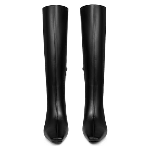 Knee High Boots Women Pointed Square Toe Tall Boots low kitten Heel Long boots 5