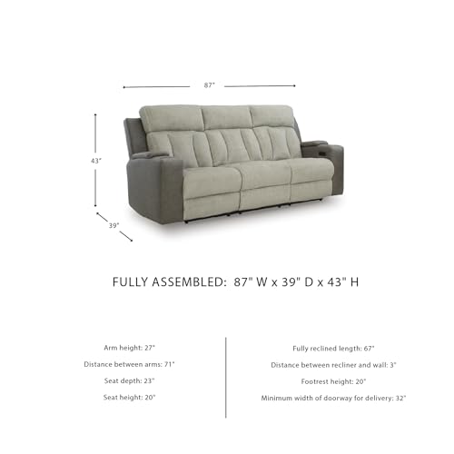 Image of Signature Design by Ashley Power Reclining Sofa with Heat and Massage
