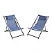 Alice's Garden - Lot de 2 Bains de Soleil - Gaia Bleu Nuit - Transat en Aluminium Gris Anthracite et textilene avec Coussin Repose tête. chilienne