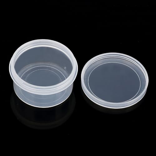 Image of 12 Pack 1.01 oz Round Plastic Containers (1.97 x H1.1 inch), Round Transparent Plastic Bead Jar with Lids for Beads, Coins, Safety Pins and Other Craft Jewelry