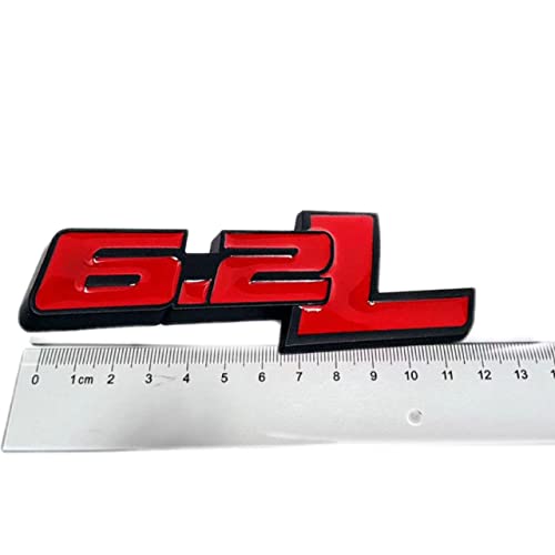 Image of 2X 6.2L Emblems Engine Name 3D Metal Badge Aluminum Adhesive Sticker Decal Replacement for 150 250 350 (Red Black)