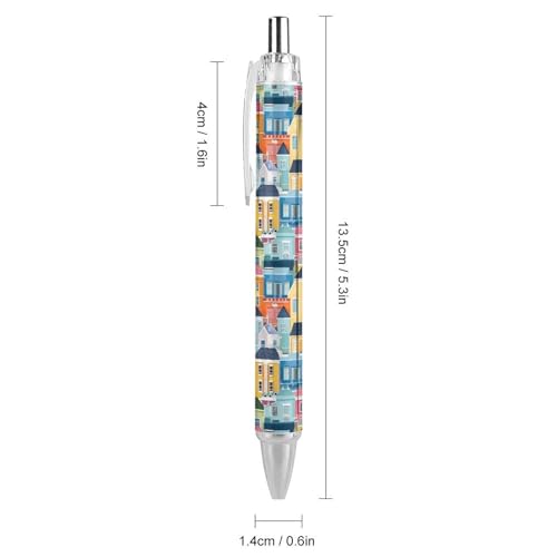 Bolígrafos de punta fina 0.5mm retráctiles con diseño tradicional de casas para oficina, 4 u. 2