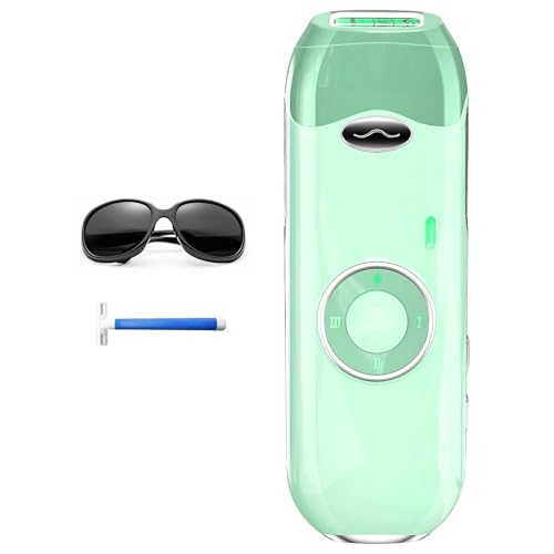 Haarlosy Depiladora Luz Pulsada, 22J Depiladora Láser Definitiva para la Cara/Axilas/Jersey, 3 Modo Dispositivo IPL Laser Hair Remover Depilación, Salón en Casa - Verde Claro