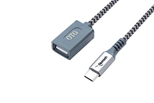 Image of Nextech Type-C Braided OTG Cable 30cm|Fast Charging & 480Mbps Data Transfer|USB Cable Type-C to USB OTG Adapter|Compatible with Smartphones,Tablets,Laptops,USB Drives & More|Durable & Compact,Grey