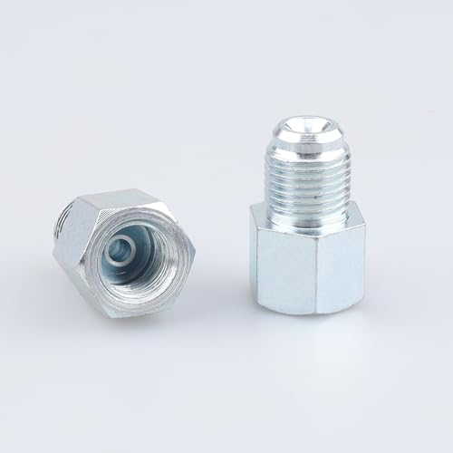 Image of AC PERFORMANCE 3 /8x24 Inverted to 7 /16x24 Male Fittings Zinc Steel 2PCS | Female inverted to male thread adapter, zinc-coated steel for automotive brake lines