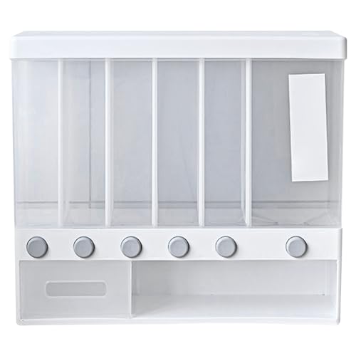 fkngcp Getreidespender 10L 6 Gitter klarer Reisspender mit beweglicher Partition Freiständige/Wandmontage