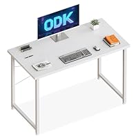 ODK Kleiner Schreibtisch, 100×48cm Computertisch Bürotisch, Schreibtisch Klein Weiß Arbeitszimmer Holz PC Tisch Officetisch Für Home, Office