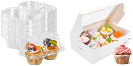 NPLUX Bundle of 25 Pack Cupcake Containers and 30 Pack Cupcake Boxes for Muffins image 4