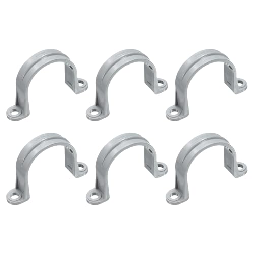 QUARKZMAN 6 Piezas Abrazaderas De Tubo PVC De 1-1/2 Pulgada, Soportes Para Conductos Con 2 Agujeros, Clip De Montaje Para Cables Y Accesorios De Tubería, Color Gris