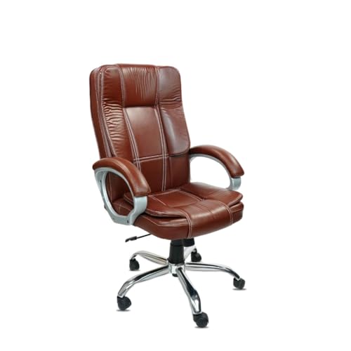 activa Space High-Back Executive Office Chair| 3-Year Warranty| Adjustable Ergonomic Design, PU Leather (Coffee)