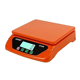 ATOM A 124 30kg x 1gm with 6 months Orange body colour kitchen weighing scale food scale with high precision Electronic weight machine Batteries included not included (optional )