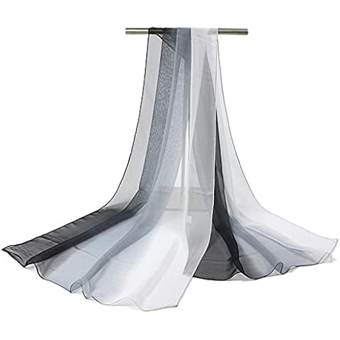 MNSYD Women Soft Ombre Chiffon Scarf Lightweight Oblong Sunscreen Long Scarves Shawl Colorful Hijab Summer Beach Wrap for Women and Girls,Black and White Cover