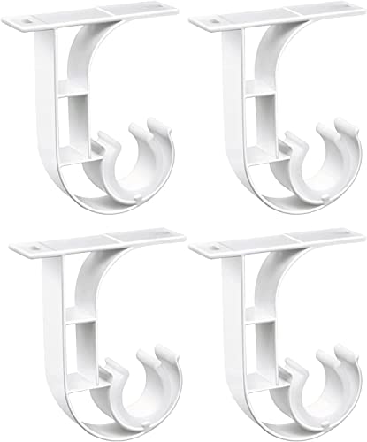 Soporte de barra de cortina de montaje en techo, soportes de riel de cortina blanco aleación de aluminio soporte de poste de cortina con hebilla de plástico soportes de techo para postes de 25 a 30 mm Cover