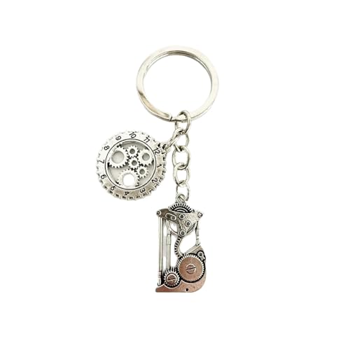 Logretve Steampunk Keychain with Clock Gear Model and Mechanical Charms, Vintage Style Metal Key Ring (Style-1)