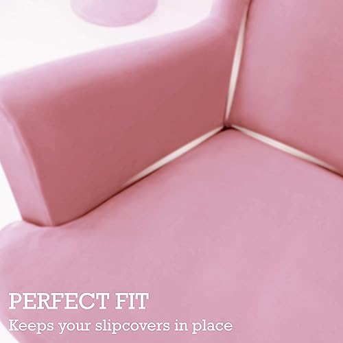 Image of HOKIPO 210 GSM Premium Velvet Stretchable Wingback Chair Cover, Pink (AR-4761-PNK)