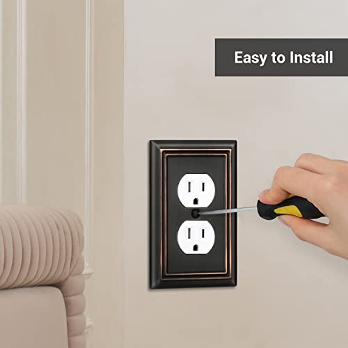 Dewenwils 4-Pack Duplex Wall Plate, Metal Wall Outlet Cover For Receptacle, Light Switch, Aged Bronze #TOP2