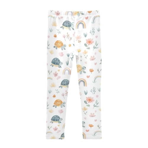 Cute Turtles Girls' Leggings Toddler Doodles Rainbow Kids Yoga Pants Dance Active Tights 4T2