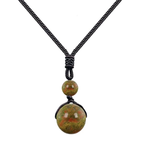 cotigo - colgante de piedra natural 14mm, collar cuerda de nylon + regalo pulsera de nudos gratis. Amuleto de suerte y proteccion, contra mal de ojo, collar para mujer y hombre. (UNAKITA)