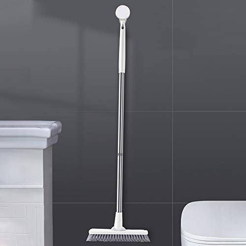 Affogato Floor Scrub Brush Bathroom Long Handle Bathtub Push Broom Shower Tile Grout Scrubber Rotatable Indoor Kitchen Scrubbing Cleaning Brush For Hard To Reach Areas - White #TOP2