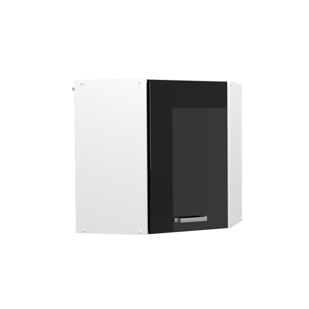 Vicco Corner wall cabinet Raul, Black high gloss, 57 cm, for flexible combination within modular kitchen systems