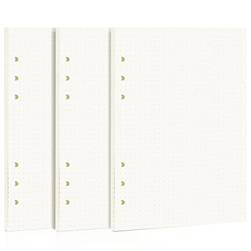 A5 Nachfüllpapier, 3 Pack Nachfüllbar Notizpapier, Gepunktet, 6 Löcher Refill Leeres Papier, Ordnerfüllpapier 135 Blatt 270 Seiten für 6-Ring-Portfolio, A5 Ordner Notizen Organizer Planer Cover