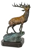 Figurine en bronze de luxe cerf sur rocher de Casa Padrino