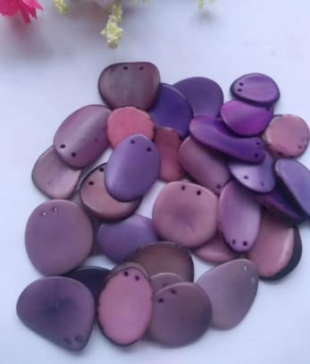 20 Purple Slices Curved Nail Shape from Colombia Rainforest Top drilled Two Holes. Size: 2-2.5 x 2-2.5 cm.