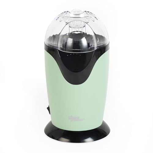 Giles & Posner EK0493GSGR Electric Popcorn Machine - Hot Air Circulation, 3 Minute Quick Popping, Healthy Oil Free Snacks, Retro Design, 1200W, Measuring Cup Included, Fat Free Treats, Green
