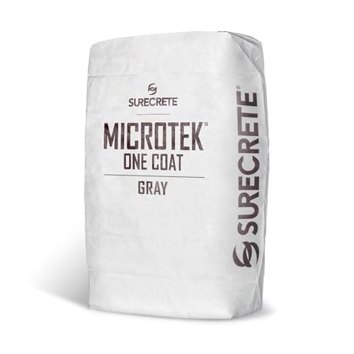 Surecrete MicroTek One Coat | Gray | 40 lb Bag | Microcement Overlay for Interior & Exterior Walls Bathrooms Fireplace Surrounds & Floors