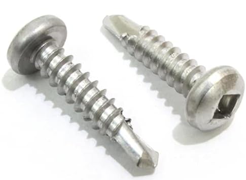 410 Hardened Stainless Steel Self Drilling Screws, 12-14 x 1", Pan Head, Square Drive, 3 Point BSD, Fully Threaded, 12-14 Diameter, 1" Length (Pack of 200)