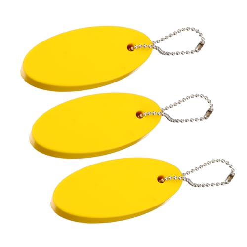 SKISUNO 3 Llaveros Flotantes Ovalados de Pu, Creativos y Duraderos, Fáciles de Llevar para Navegación y Vela en Color Amarillo