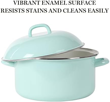 Martha Stewart Thayer 6.4-Quart Enamel On Steel Scratch Resistant Dutch Oven w/Lid - Martha Blue, Induction Safe - Thumbnail 5