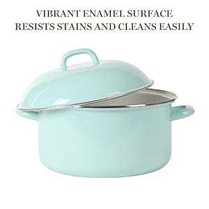 Martha stewart thayer 64 quart enamel on steel scratch resistant dutch oven wlid martha blue induction safe  urban country home decor